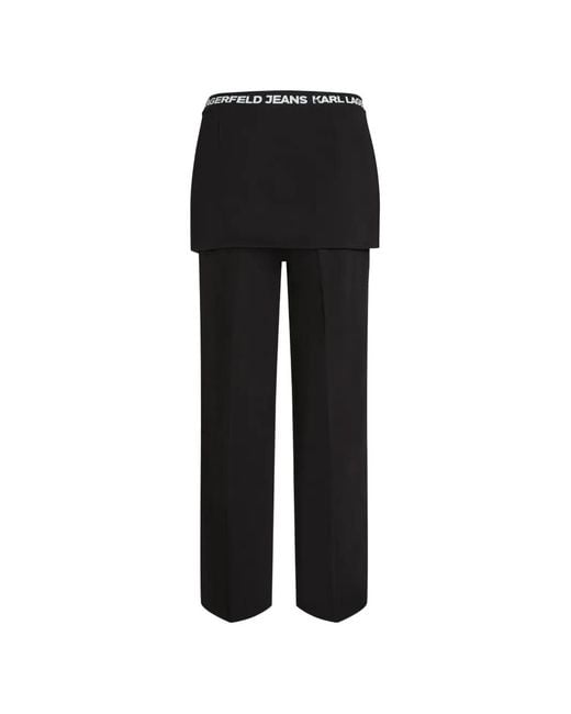 Karl Lagerfeld Black Skirt-Embellishment Straight Trousers