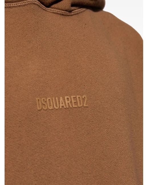 DSquared² Brown Logo Print Cotton Hoodie for men