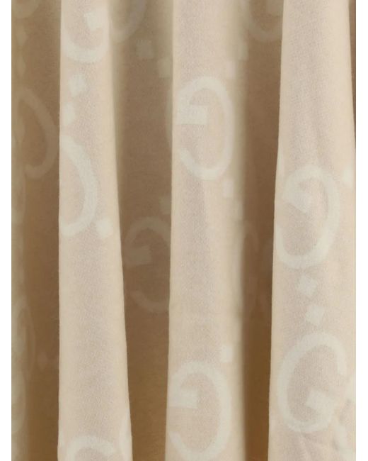Gucci White Gg-Pattern Fringe Cape
