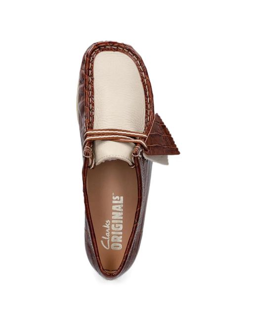Clarks Brown Croc-Effect Wallabee Loafers