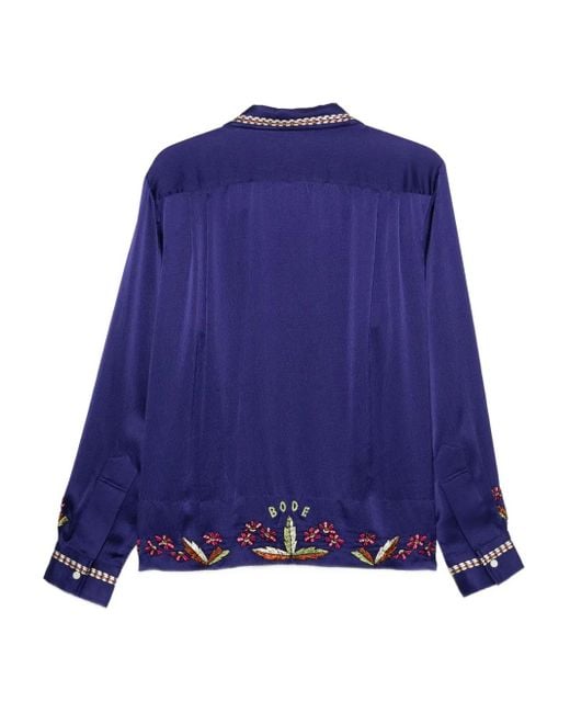 Bode Blue Silk Shirt for men