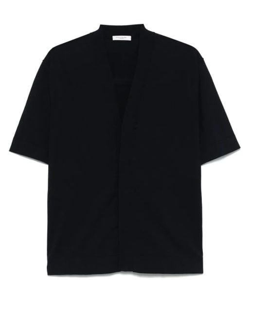 Paolo Pecora Black Cotton Short-Sleeve Cardigan for men
