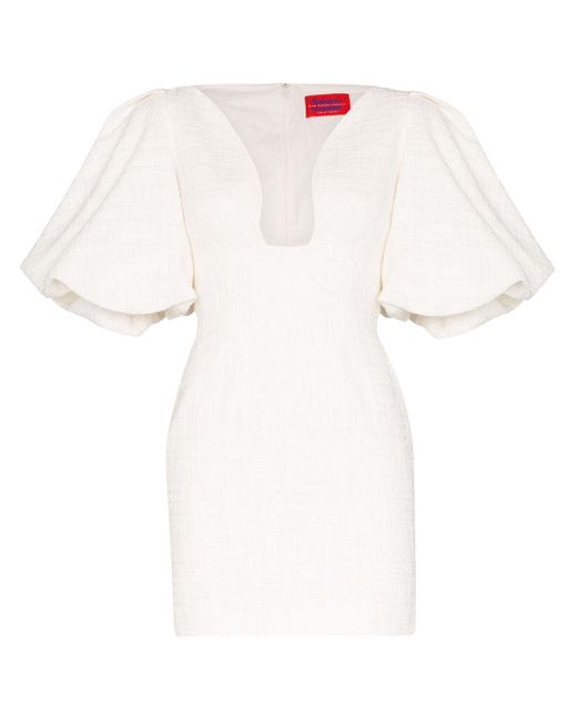 Solace London White Delphi Deep V-neck Mini Dress