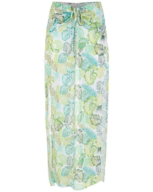 Amir Slama Green Palm Leaf Print Skirt