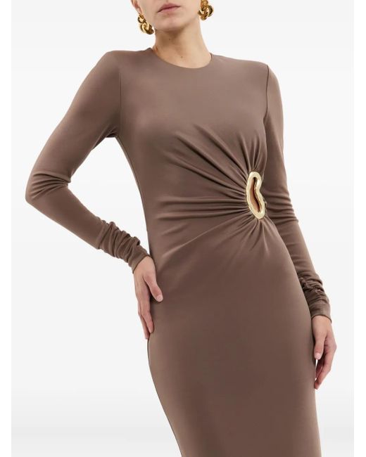 Rebecca Vallance Brown Misha Long-Sleeve Ring-Detail Maxi Dress