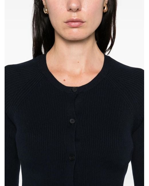 Max Mara Black Ribbed Buttoned Cardigan