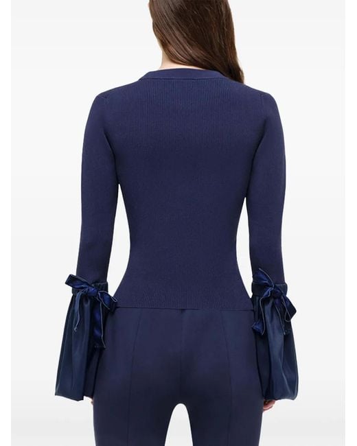 Jonathan Simkhai Blue Agata Taffeta Knitted Top