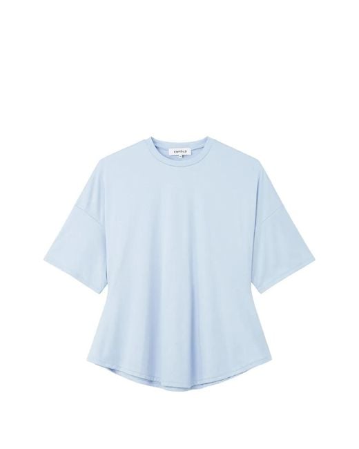 Enfold Blue Peplum Curved-Hem T-Shirt