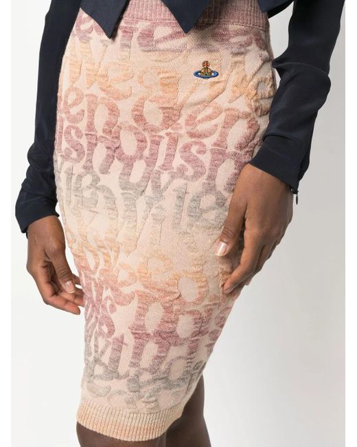 Vivienne Westwood Pink Logomania Knitted Pencil Skirt