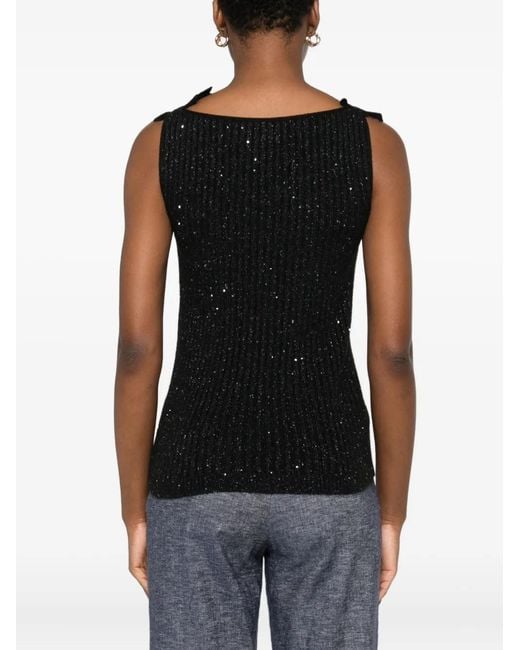 Giambattista Valli Black Floral-Motif Embellished Top