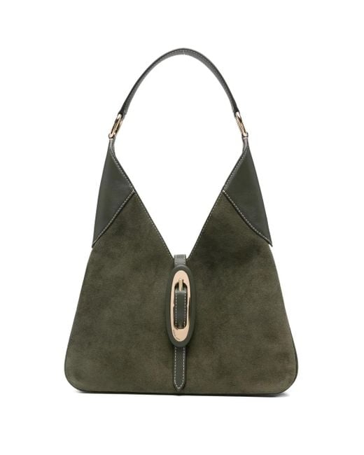 Michael Kors Green Medium Cornelia Suede Buckle Shoulder Bag