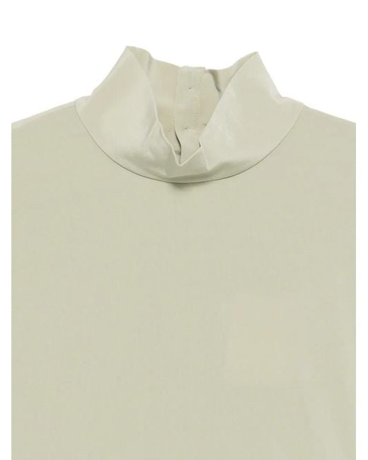 Tibi Green Funnel-Neck Dolman-Sleeve Top