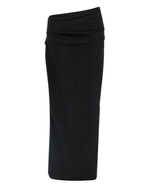 Entire studios Black Draped Rear-Split Midi Skirt