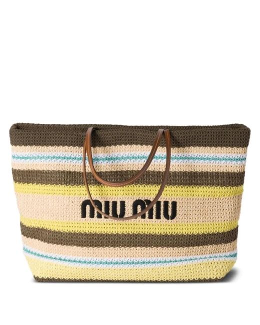 Miu Miu Metallic Shopper mit Streifen