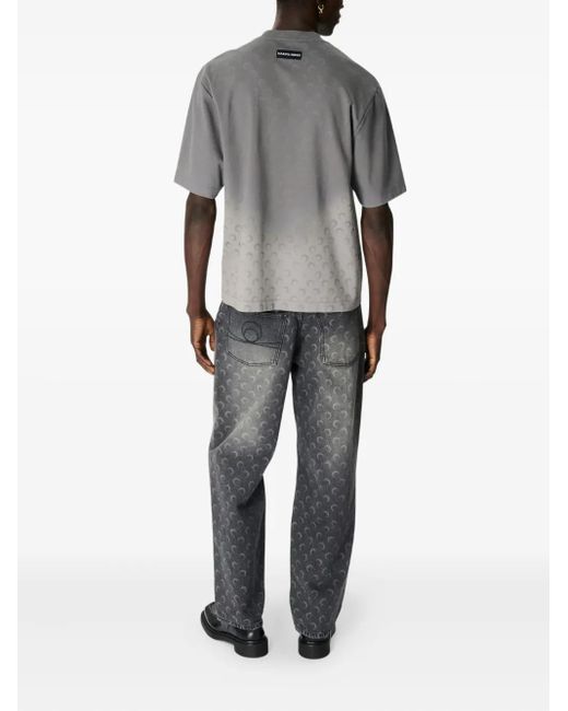 MARINE SERRE Gray Moon-Print Jeans for men