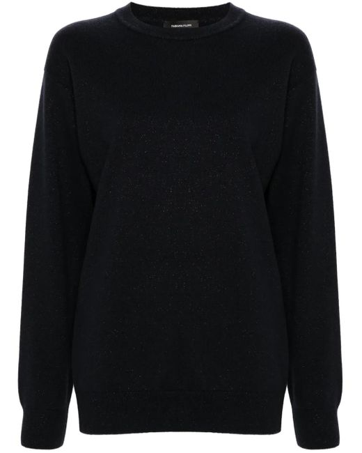 Fabiana Filippi Black Crew-Neck Glittered Jumper