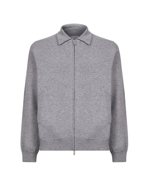 Lardini Gray Zip-Up Shirt-Collar Jacket for men