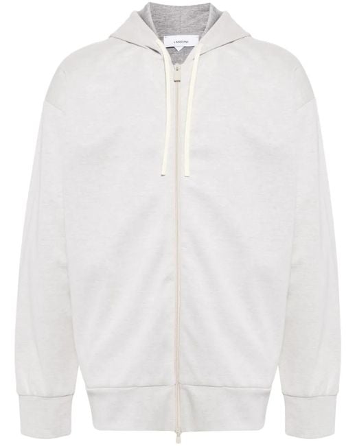 Lardini White Zip-Up Hoodie for men