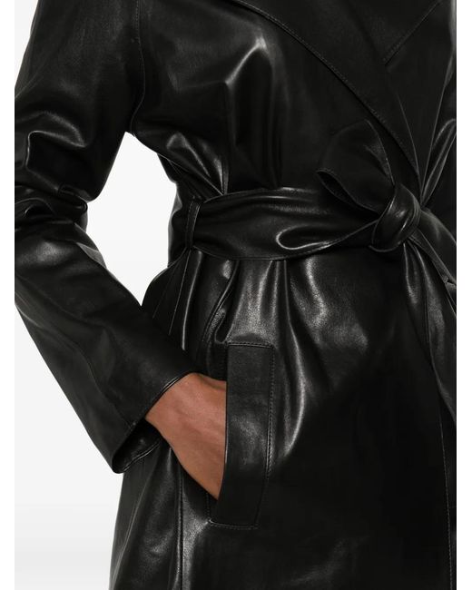 Arma Black Yava Belted Leather Coat