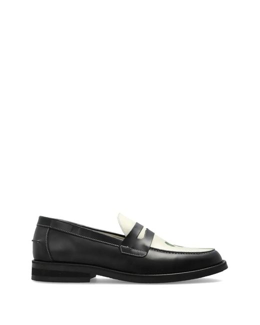 Duke & Dexter Black Wilde Clover-Print Leather Loafers for men