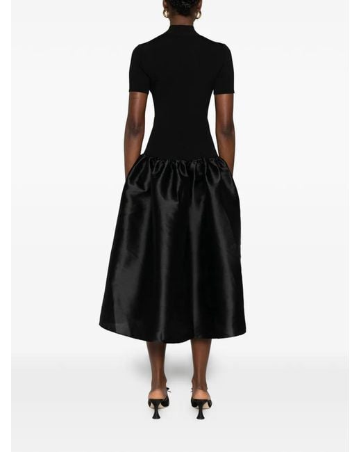 Self-Portrait Black Button-Detail Midi Dress