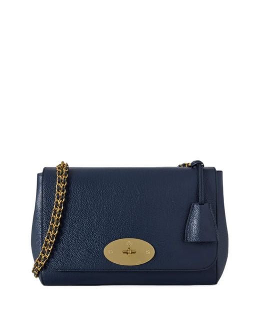 Mulberry Blue Medium Lily Grained Leather Shoulder Bag