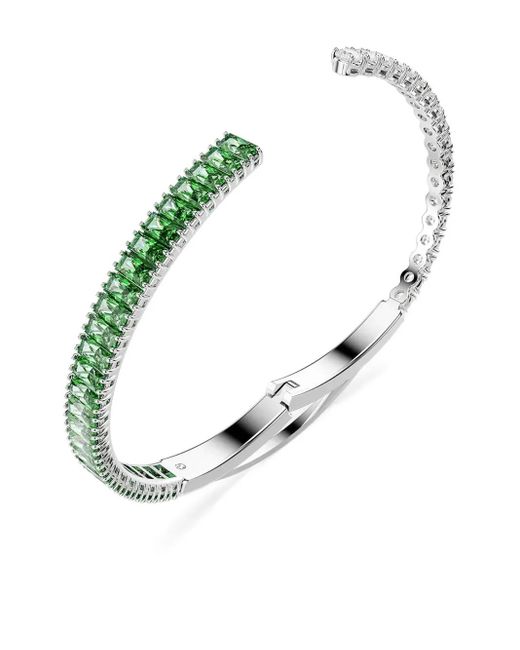Swarovski Matrix Armband Met Smaragd En Witte Steen in het Metallic