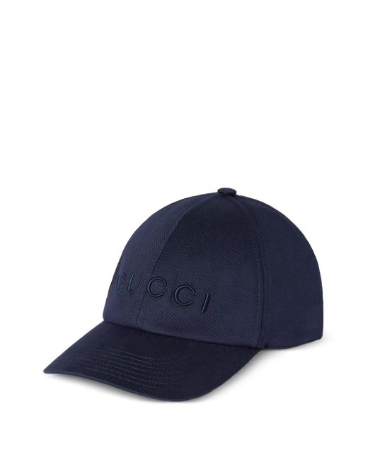 Gucci Blue Logo-Embroidered Baseball Cap for men