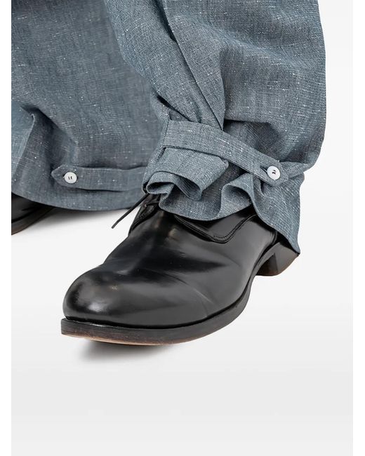 Setchu Blue Button-Detail Wide-Leg Trousers for men