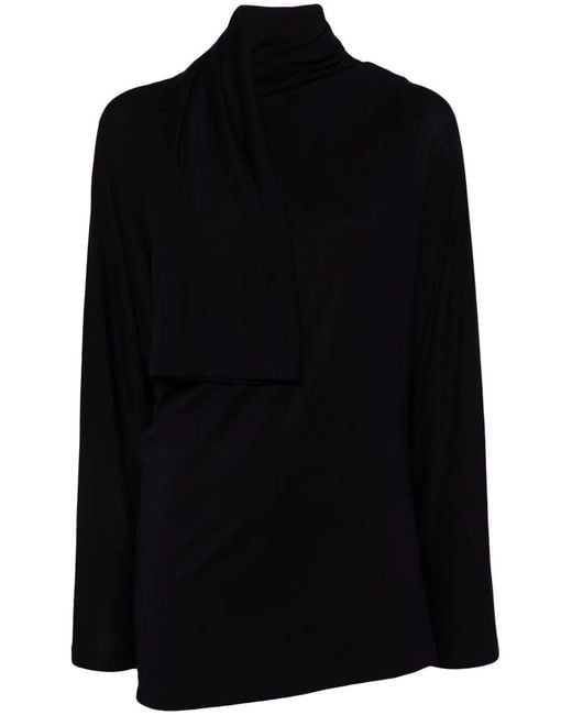 Issey Miyake Black Asymmetric Neck T-Shirt