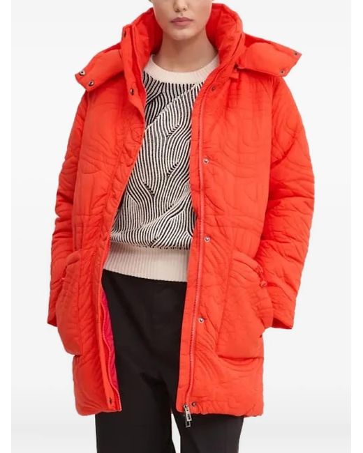 Desigual キルティング フーデッドジャケット Red