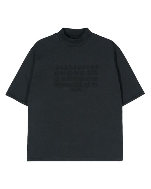 T-shirt in cotone con ricamo numeri di Maison Margiela in Black da Uomo