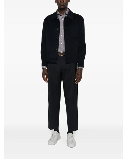 Barba Napoli Gray Check Long-Sleeved Shirt for men