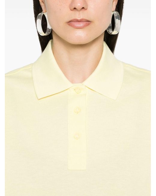 Piqué-weave cropped polo shirt Bottega Veneta de color Yellow