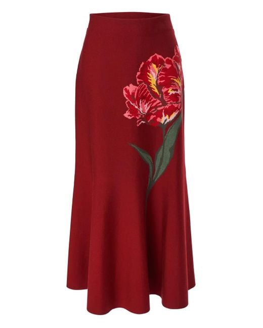 Carolina Herrera Flared Midi-Rok Met Bloemenjacquard