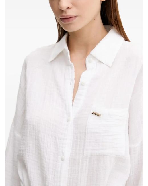 Melissa Odabash White Sara Button-Fastening Tie-Waist Shirt Dress