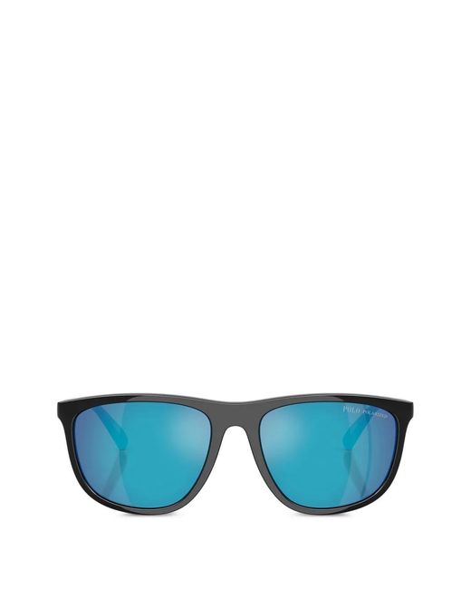 Polo Ralph Lauren Blue Performance Play Shiny Rectangle Sunglasses for men