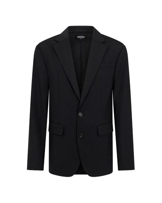 DSquared² Black Tailored2 Worsted-Wool Dan Jacket for men