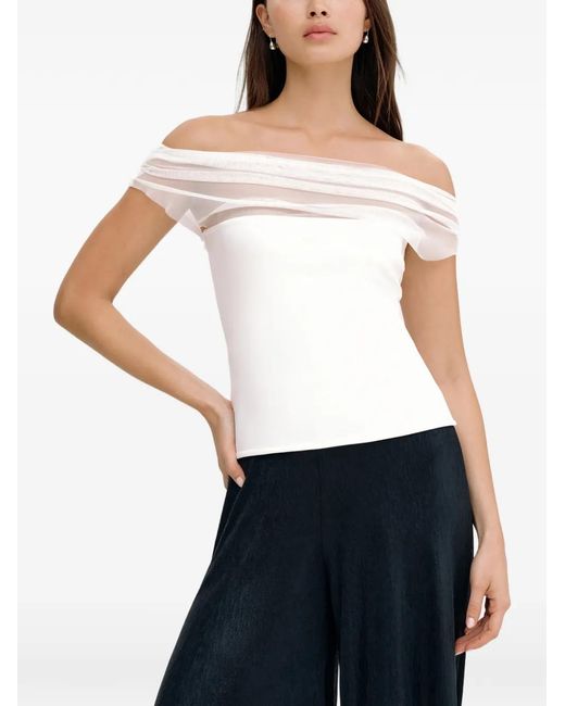 MARCELLA White Cabrini Mesh-Panel Top
