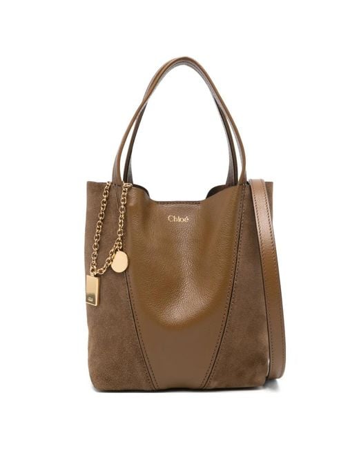 Chloé Brown Small Spin Tote Bag