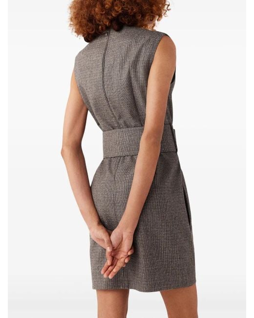 Vestido Corto Con Cinturón Stella McCartney de color Gray