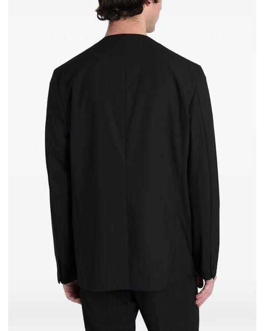 Attachment Black Collarless Single-Breasted Jacket for men