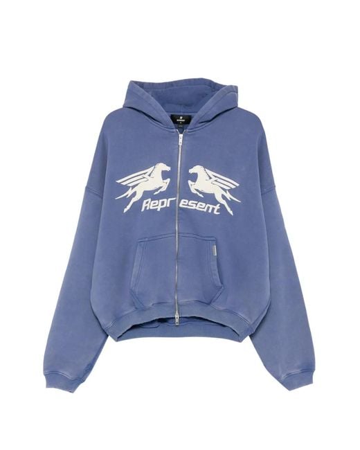 Represent Blue Pegasus Zip-Through Hoodie for men