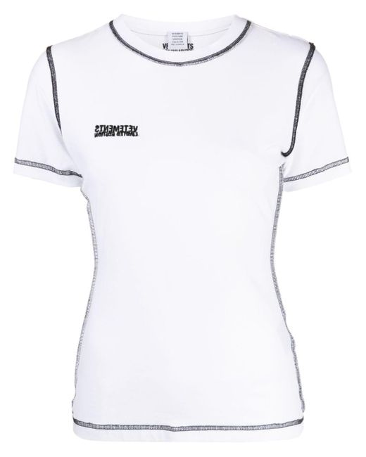 T-shirt en coton stretch à patch logo Vetements en coloris White
