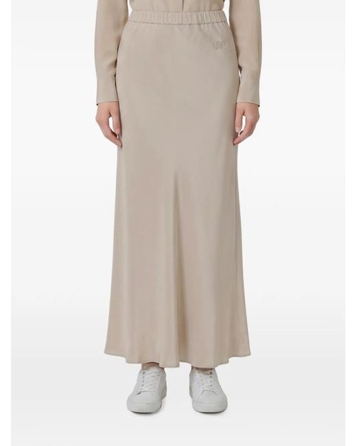 Max Mara Natural M Monogram Silk Maxi Skirt