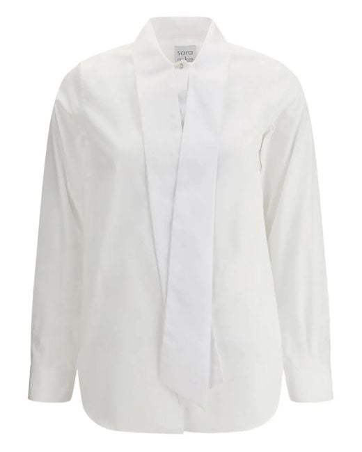 Sara Roka White Neck-Tie Shirt
