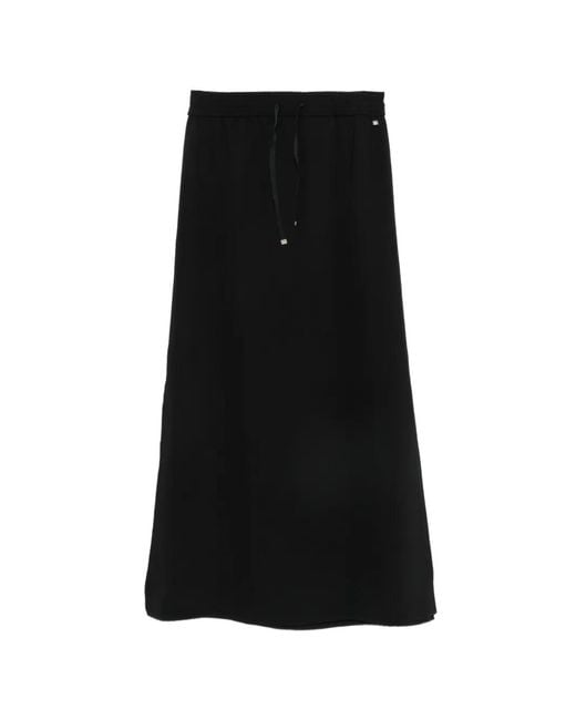 Herno Black Drawstring-Waist Maxi Skirt