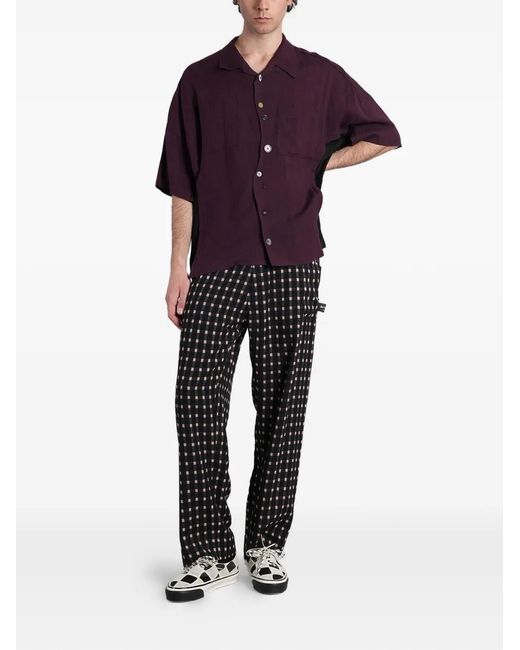 Undercover Black Pantalon À Carreaux Et Patch Logo for men