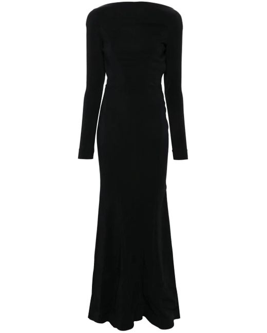 Mugler Black Backless Crepe Gown