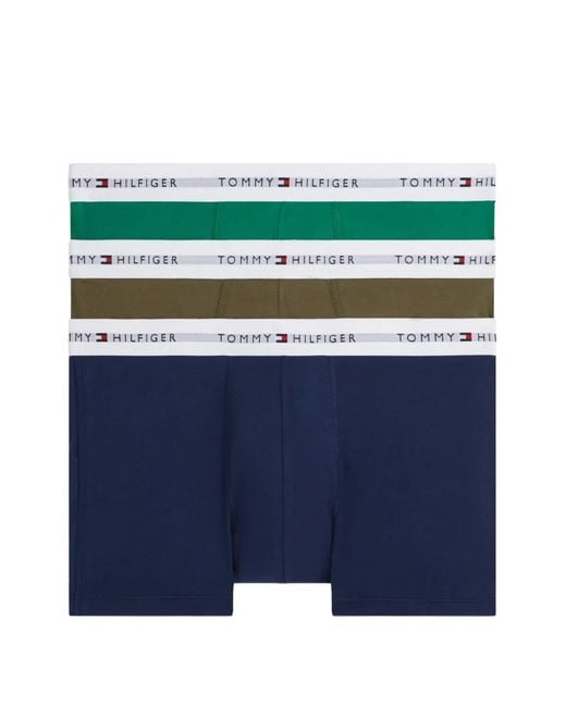 Tommy Hilfiger Blue Logo-Waistband Boxers (Pack Of Three) for men